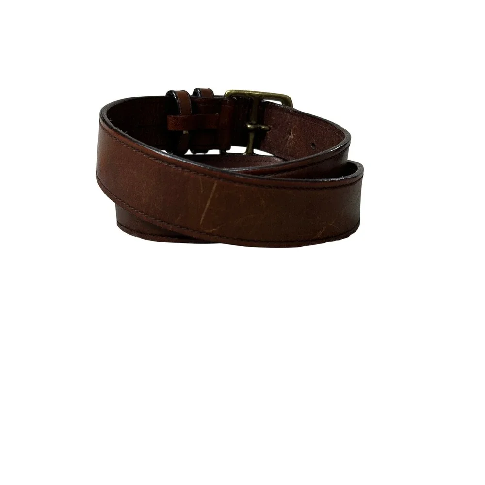 Lauren Ralph Lauren Brown Genuine Leather Belt Brass Buckle 9101441-210